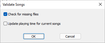 Validate songs window