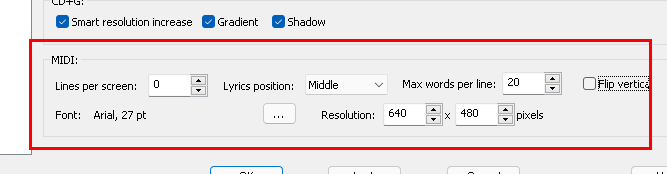 MIDI karaoke settings